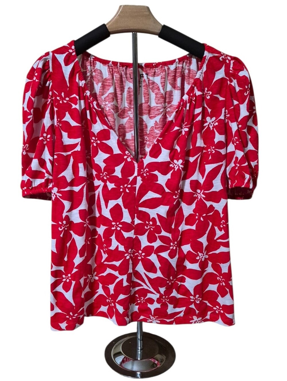 LOFT Floral Puff Sleeve Top - Size Medium